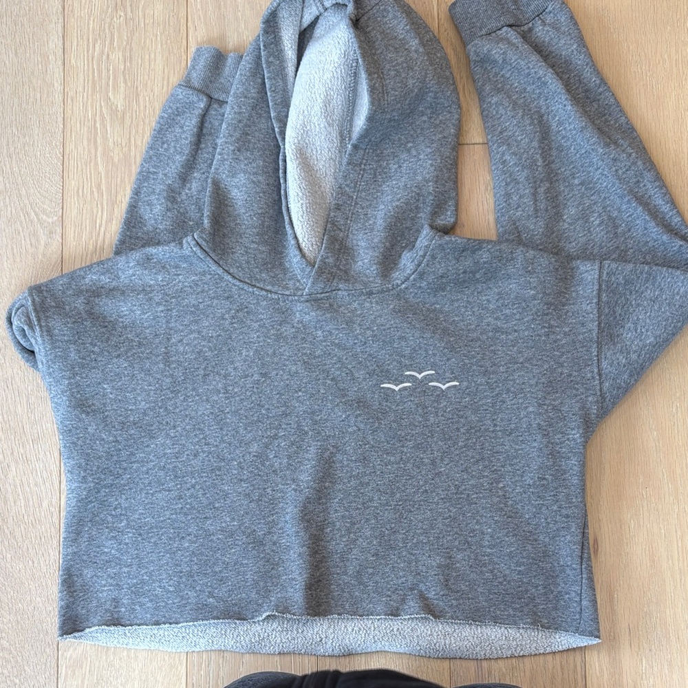 Lazypants grey crop top hoodie